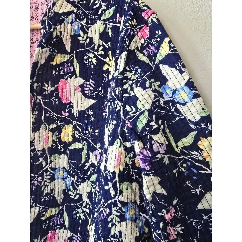 Reversible Quilted Floral Jacket Cottagecore Cotton Women Size L Vintage Boho